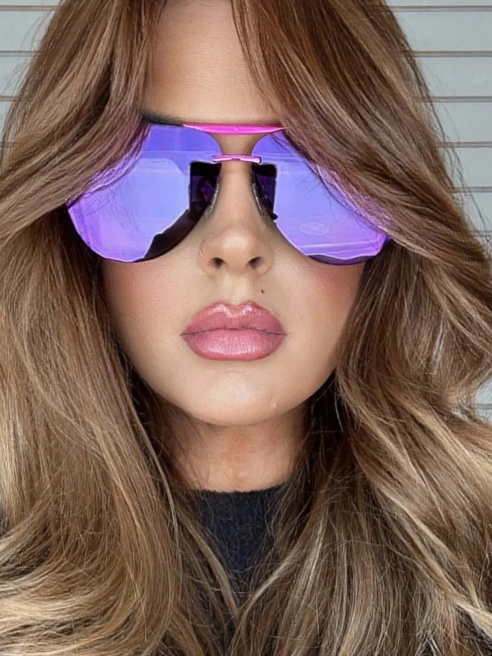 DIFF Tahoe Pink Rush Metallic Pink Mirror Aviator Sunglasses Large NWOBox